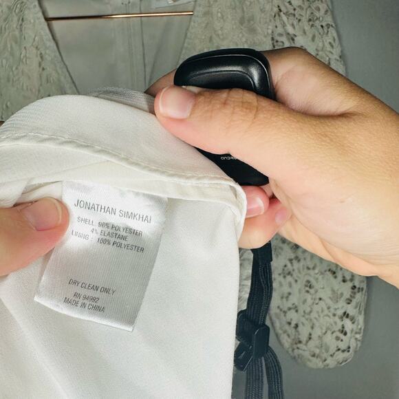 Jonathan Simkhai White Puff Sleeve V-Neck Intricate Lace Midi Dress Size 2 - Picture 7 of 16